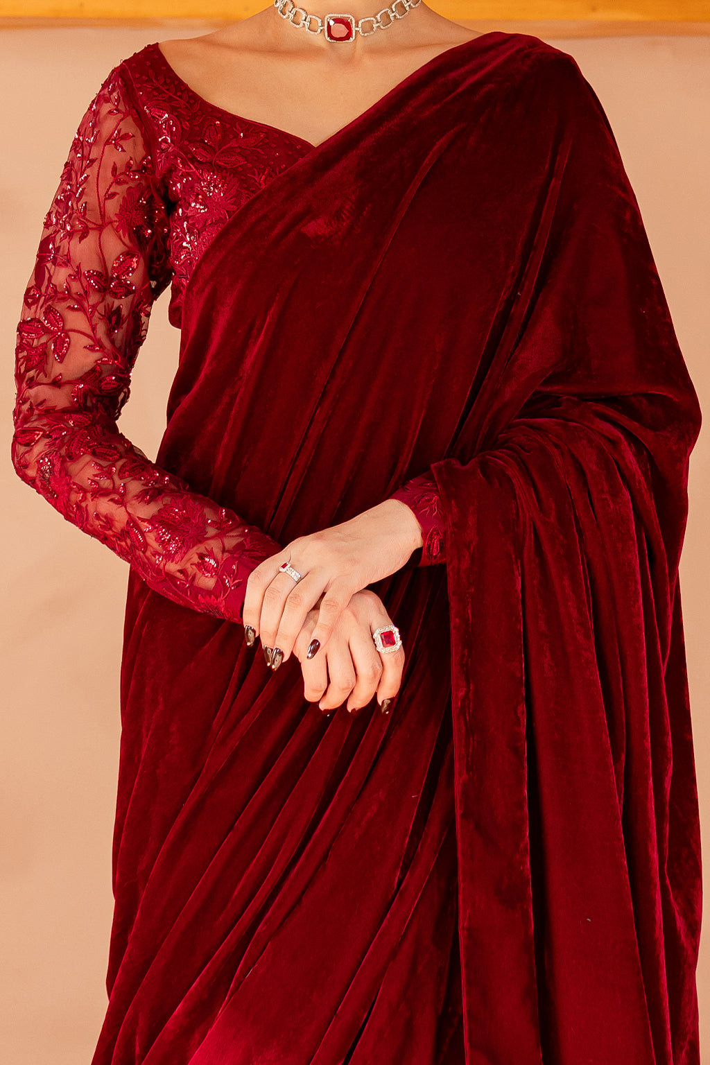 Vanya | Velvet Formals 24 | KV-55 - Designer Dress with Intricate embroidery and embellishments. Shop elegent wedding dress at Maria Faisal.