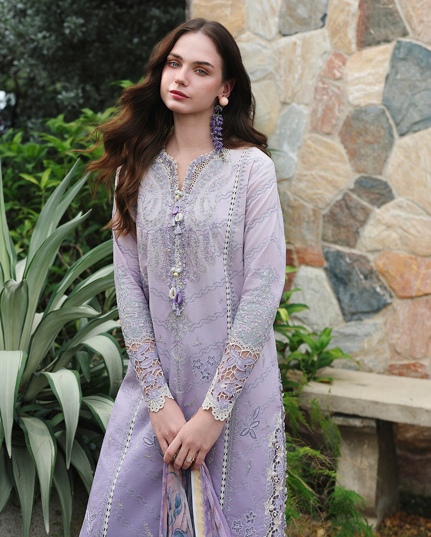 Mushq | The Secret Garden Lawn | Velvet Ivy - Luxury Dress - available at Maria Faisal in UK and USA.