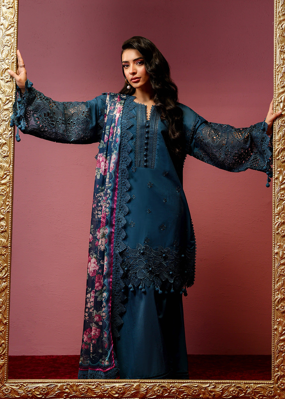 Al Karam | Schiffli Capsule | RTS | SHIRT, TROUSER & DUPATTA 3 - Ladies Clothes - Maria Faisal