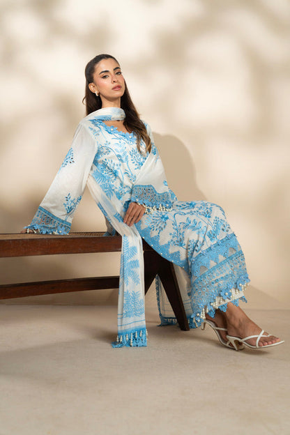 Al Karam | Schiffli Capsule | RTS | SHIRT, TROUSER & DUPATTA 6 - Ladies Clothes - Maria Faisal