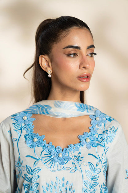Al Karam | Schiffli Capsule | RTS | SHIRT, TROUSER & DUPATTA 6 - Ladies Clothes - Maria Faisal