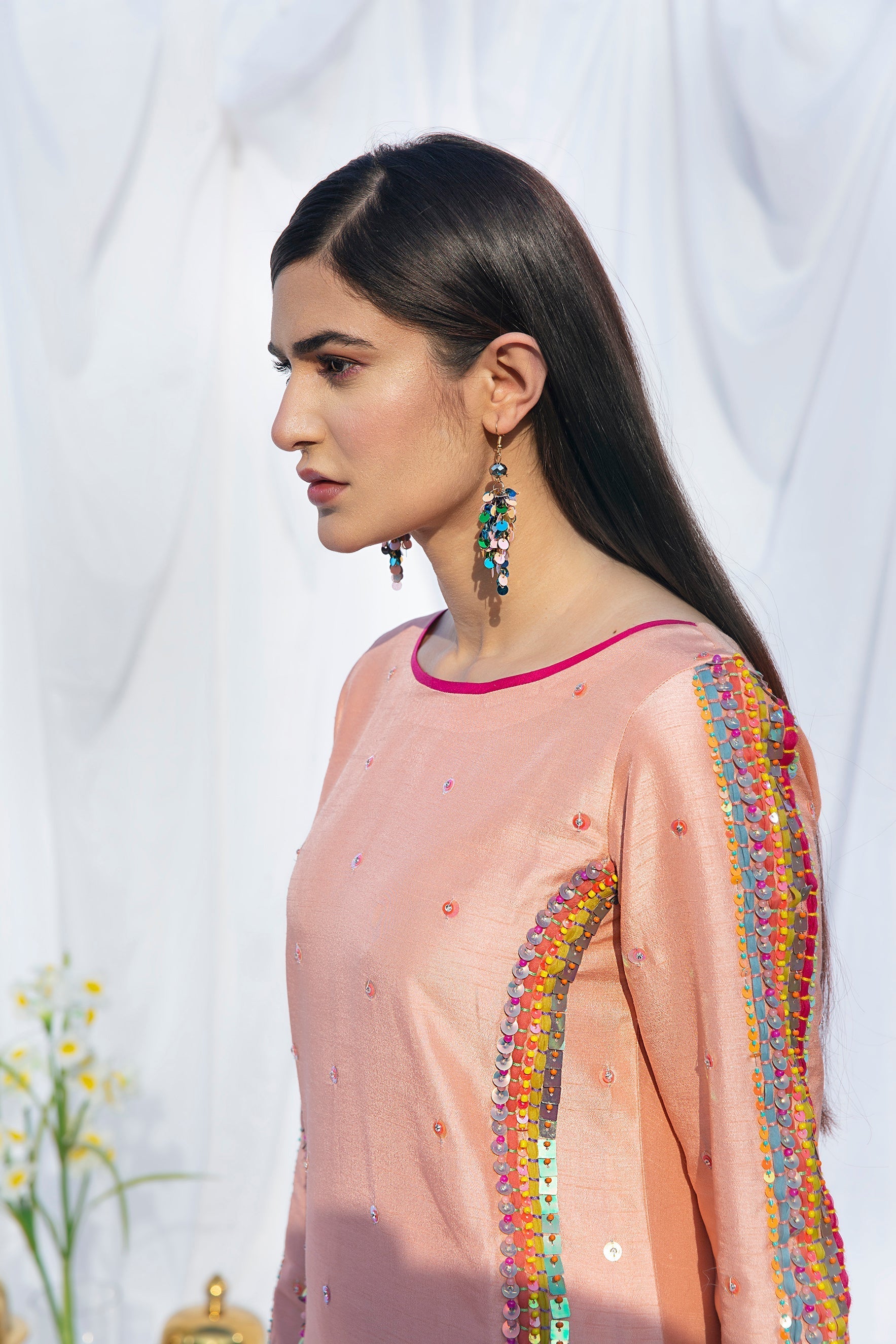 Hana | Viridity Ready to Wear | SALMON-VRT-001 - Designer Dress with Intricate embroidery and embellishments. Shop elegent wedding dress at Maria Faisal.