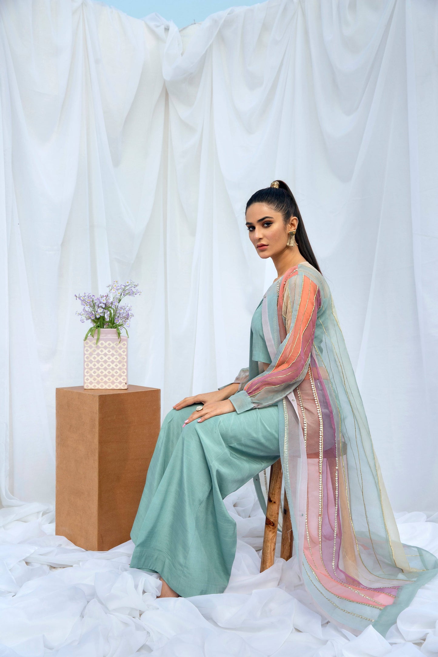 Hana | Viridity Ready to Wear | Island Teal -VRT-009 by Maria Faisal - Registered Vendor of : Hana - type : Ladies Clothes - 100% original wedding dresses