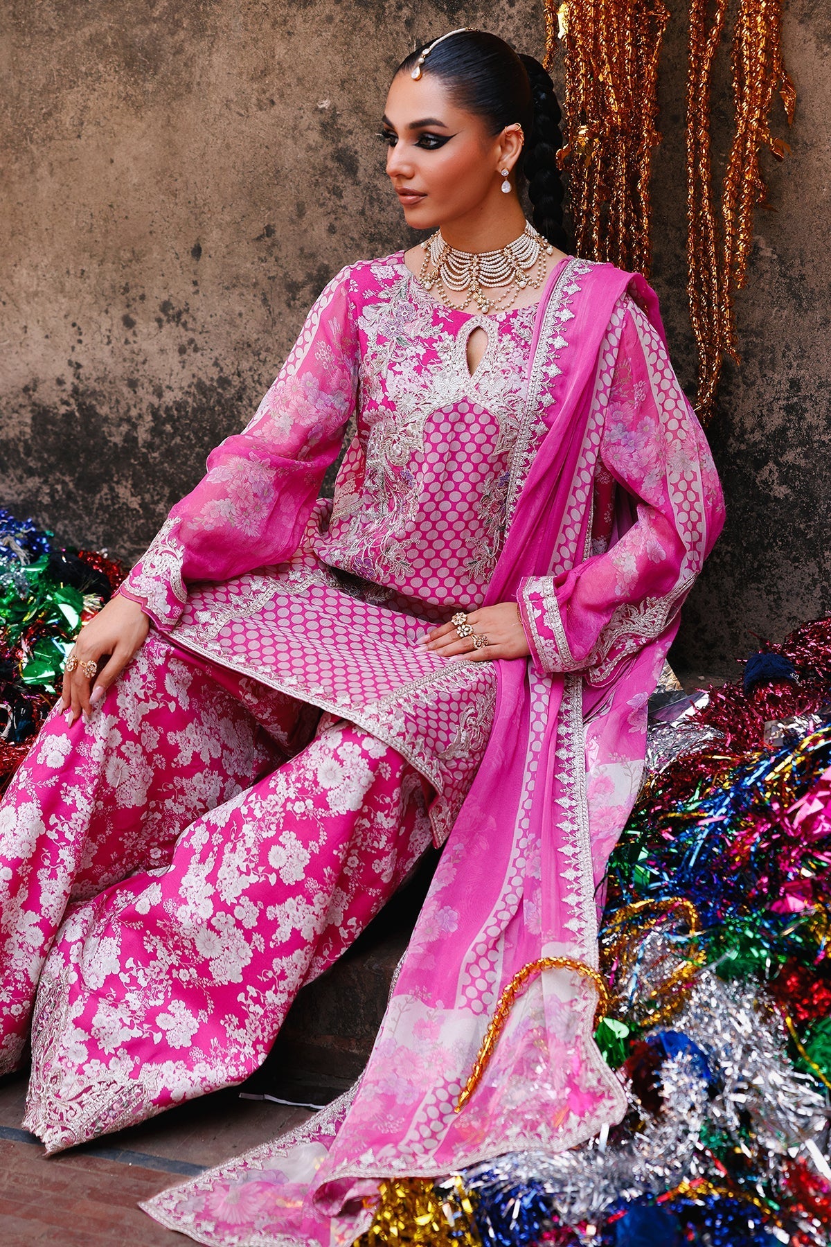 Charizma | Vasal Chiffon | VSL6-14 - Dress - available at Maria Faisal in UK and USA.