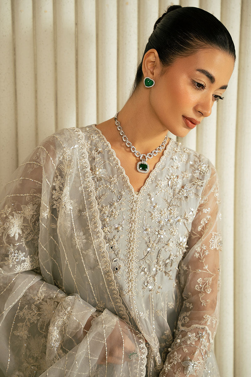 Cross Stitch | FW-24 RTW WEDDING EDIT-2 | WHISPERING BLUE - Wedding Dress - available at Maria Faisal in UK and USA.