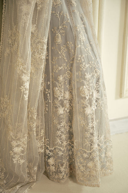 Cross Stitch | FW-24 RTW WEDDING EDIT-2 | WHISPERING BLUE - Wedding Dress - available at Maria Faisal in UK and USA.