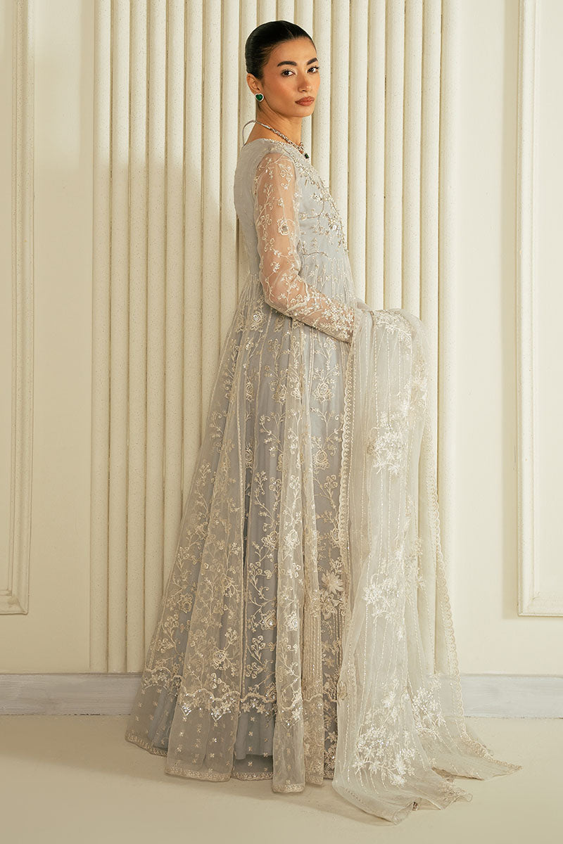 Cross Stitch | FW-24 RTW WEDDING EDIT-2 | WHISPERING BLUE - Wedding Dress - available at Maria Faisal in UK and USA.