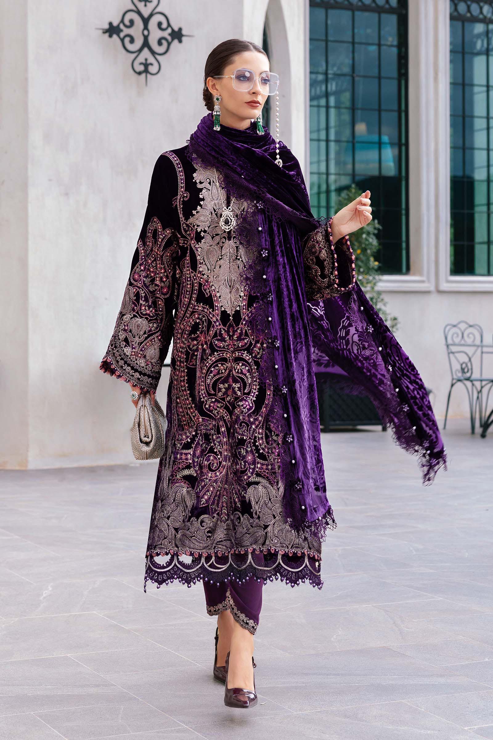 Maria B | Winter Luxe 25 | WL-1311 - Casual Dress - available at Maria Faisal in UK and USA.