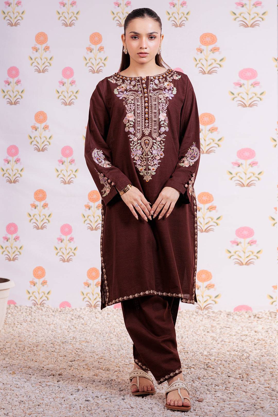 Zellbury | Winter Pret | Embroidered Kurta Trouser - 1290 by Maria Faisal - Registered Vendor of : Zellbury Women - type : Signature Pret - 100% original wedding dresses