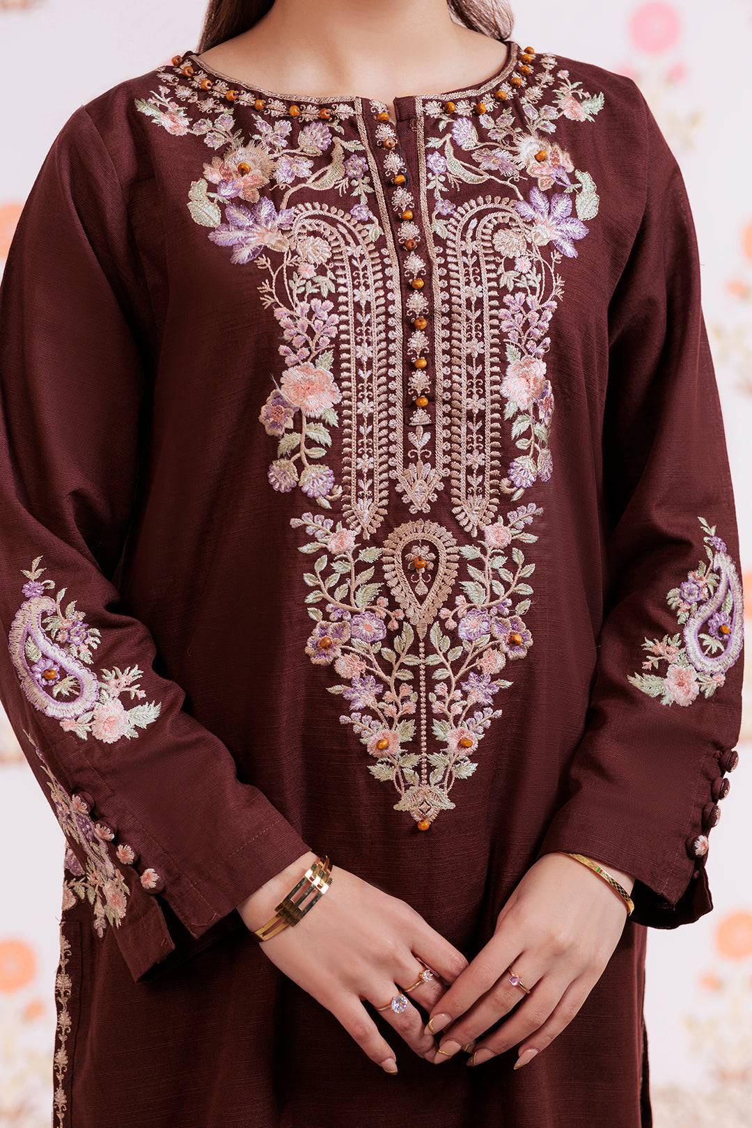 Zellbury | Winter Pret | Embroidered Kurta Trouser - 1290 by Maria Faisal - Registered Vendor of : Zellbury Women - type : Signature Pret - 100% original wedding dresses
