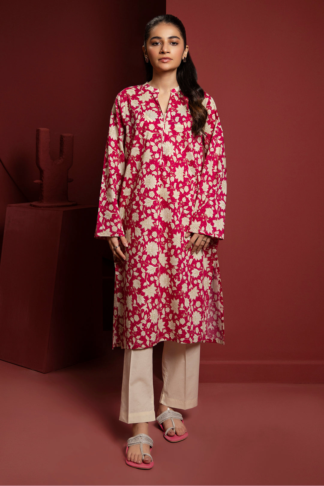 Zellbury | Winter Pret | Kurta - 3250 - Designer Dress with Intricate embroidery and embellishments. Shop elegent wedding dress at Maria Faisal.
