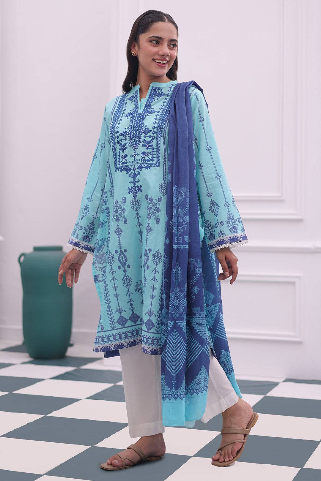 Zellbury | Summer Pret | Embroidered Kurta Dupatta - 1907 by Maria Faisal - Registered Vendor of : Zellbury Women - type : Essential Pret - 100% original wedding dresses