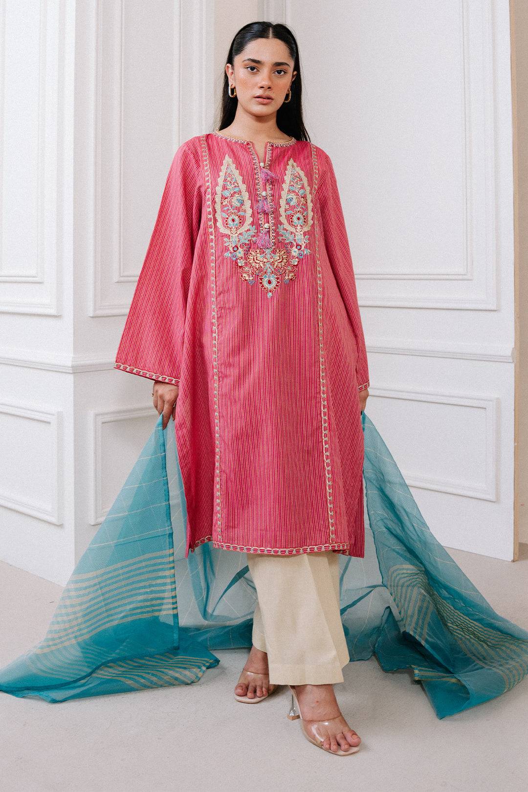 Zellbury | Summer Pret | Embroidered Kurta Dupatta - 1983 by Maria Faisal - Registered Vendor of : Zellbury Women - type : Signature Pret - 100% original wedding dresses