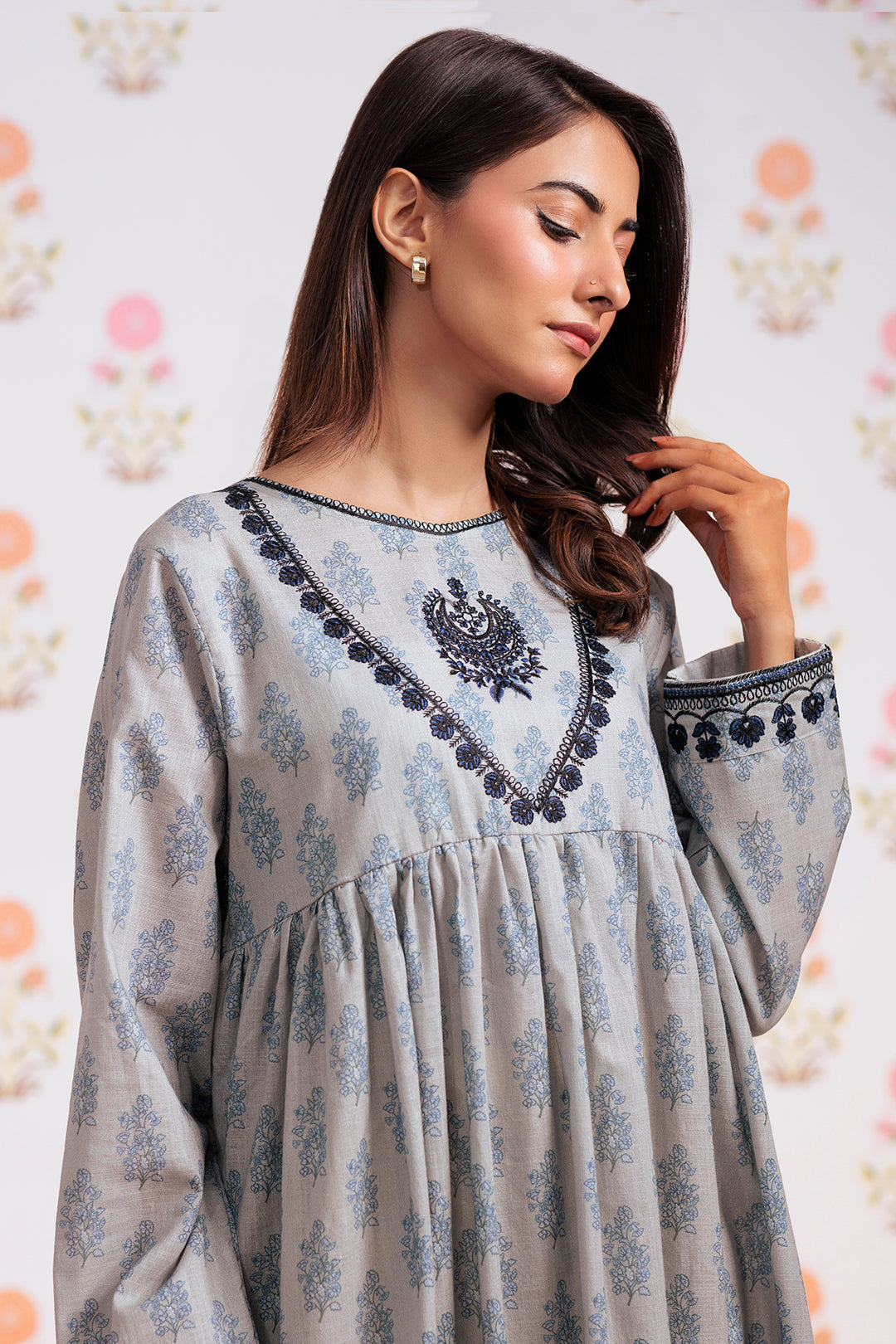 Zellbury | Winter Pret | Embroidered Kurta - 2909 - Designer Dress with Intricate embroidery and embellishments. Shop elegent wedding dress at Maria Faisal.