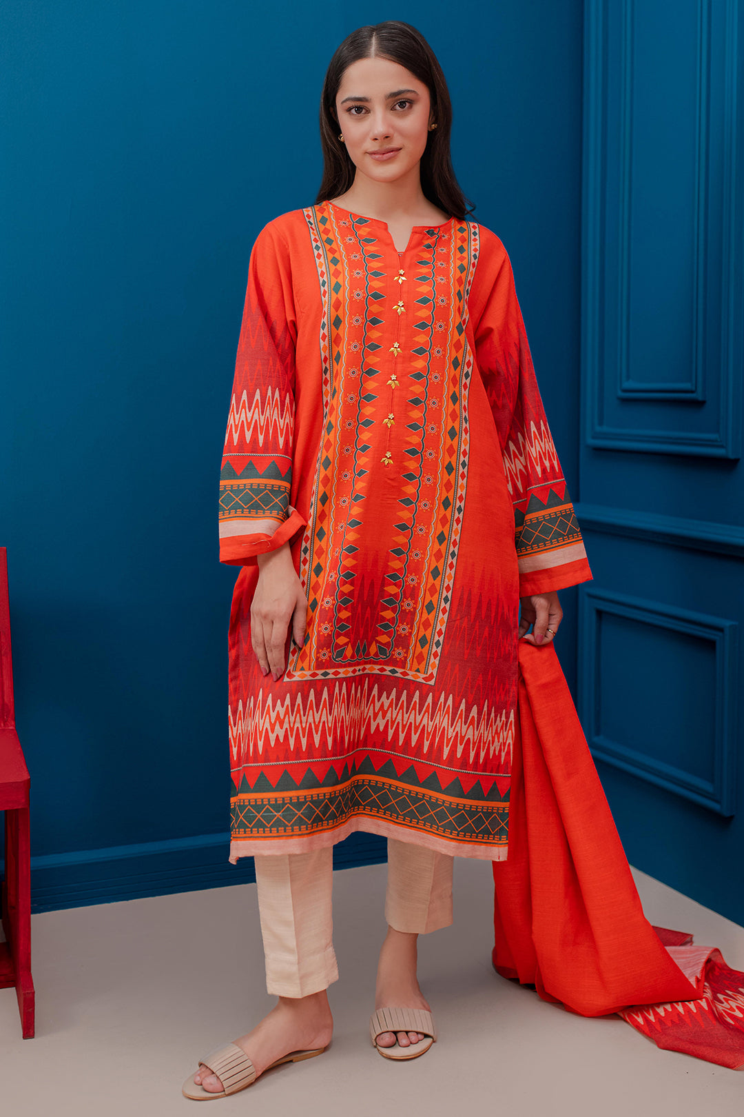 Zellbury | Winter Pret | Kurta Dupatta - 3053 - Designer Dress with Intricate embroidery and embellishments. Shop elegent wedding dress at Maria Faisal.