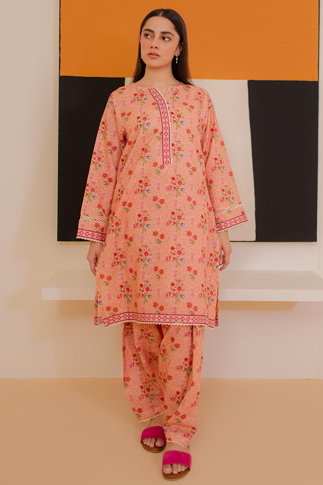 Zellbury | Winter Pret | Kurta Trouser - 3166 - Designer Dress with Intricate embroidery and embellishments. Shop elegent wedding dress at Maria Faisal.