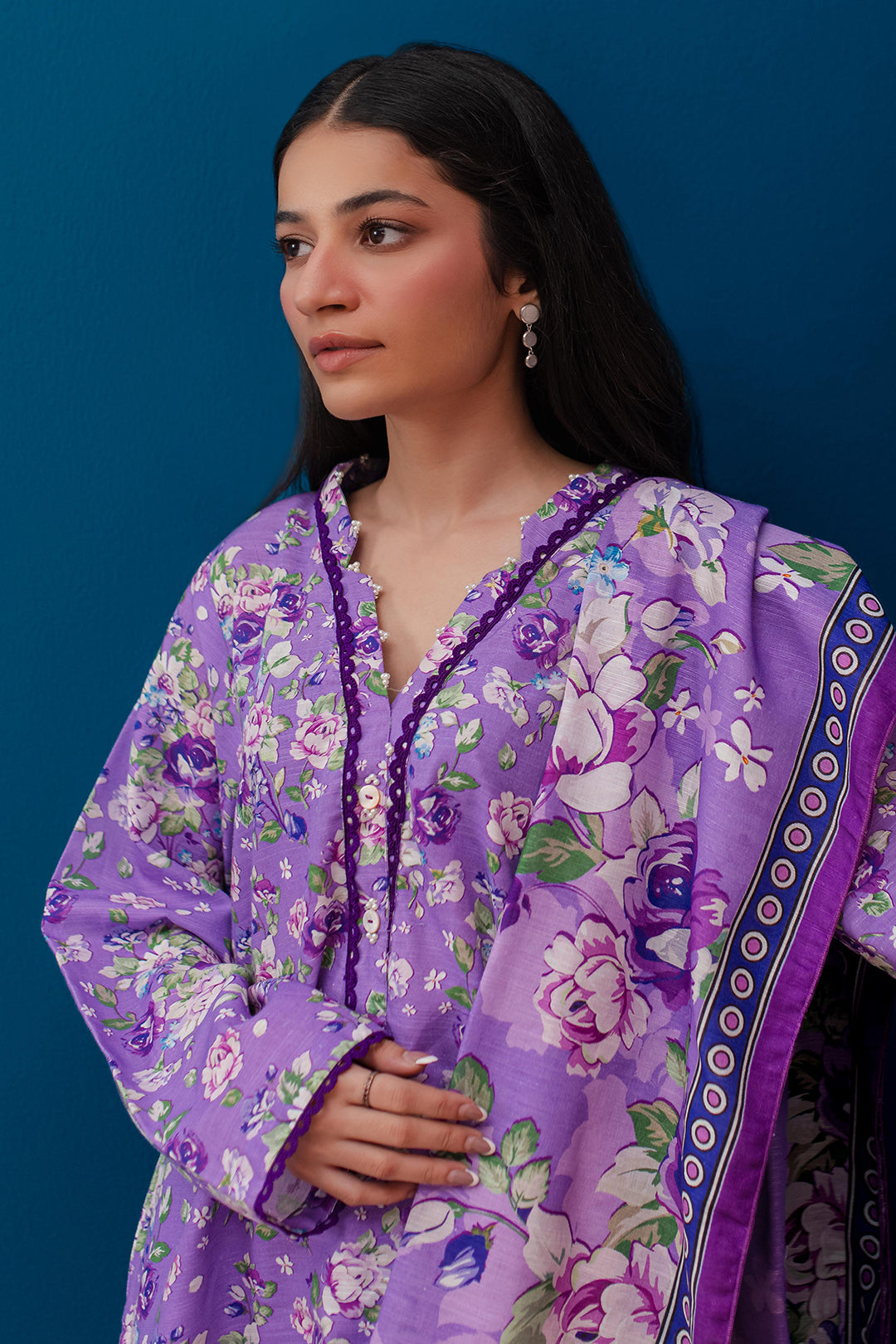 Zellbury | Winter Pret | Kurta Dupatta Trouser - 2948 - Designer Dress with Intricate embroidery and embellishments. Shop elegent wedding dress at Maria Faisal.