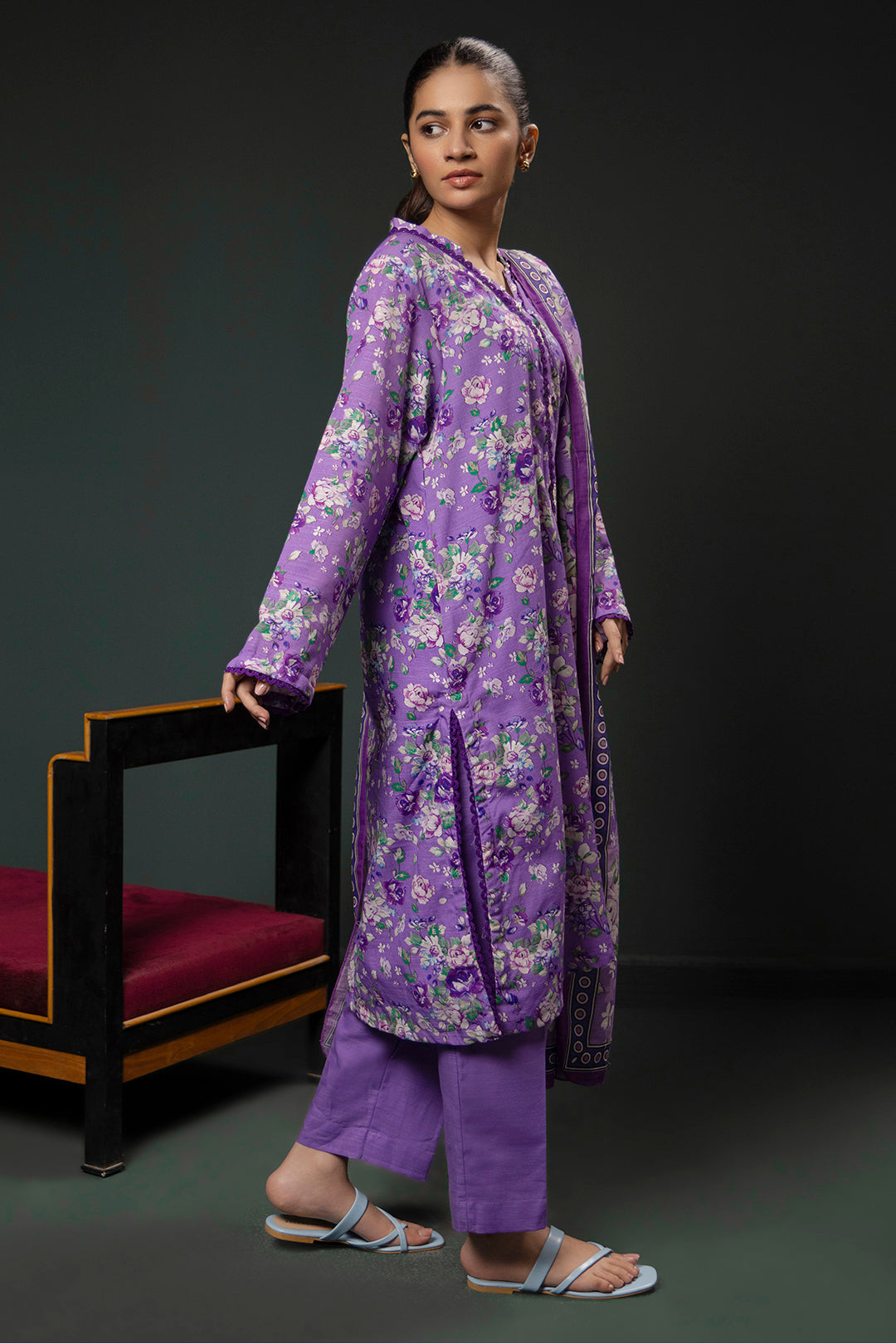 Zellbury | Winter Pret | Kurta Dupatta Trouser - 2948 - Designer Dress with Intricate embroidery and embellishments. Shop elegent wedding dress at Maria Faisal.
