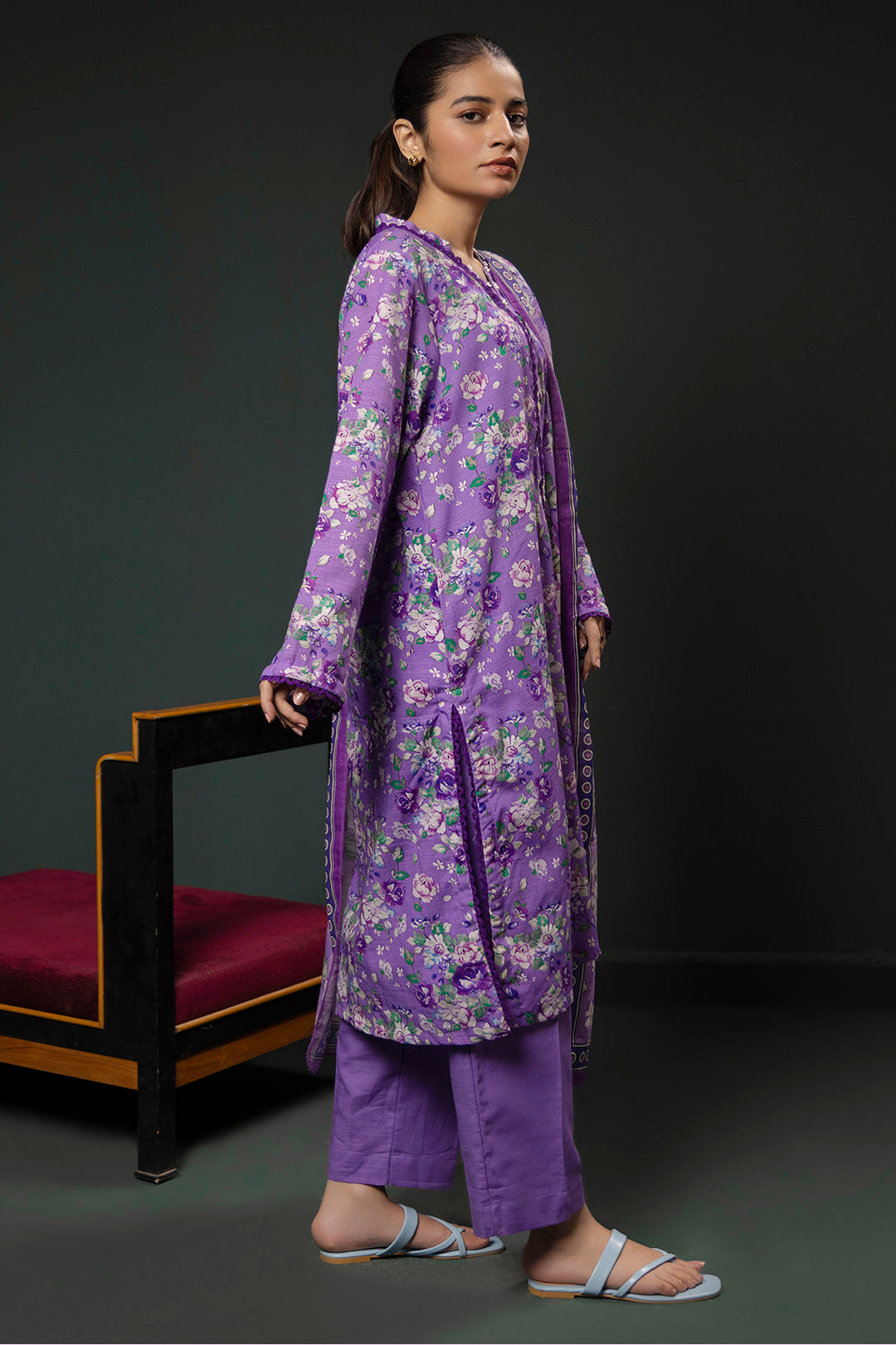 Zellbury | Winter Pret | Kurta Dupatta Trouser - 2948 - Designer Dress with Intricate embroidery and embellishments. Shop elegent wedding dress at Maria Faisal.
