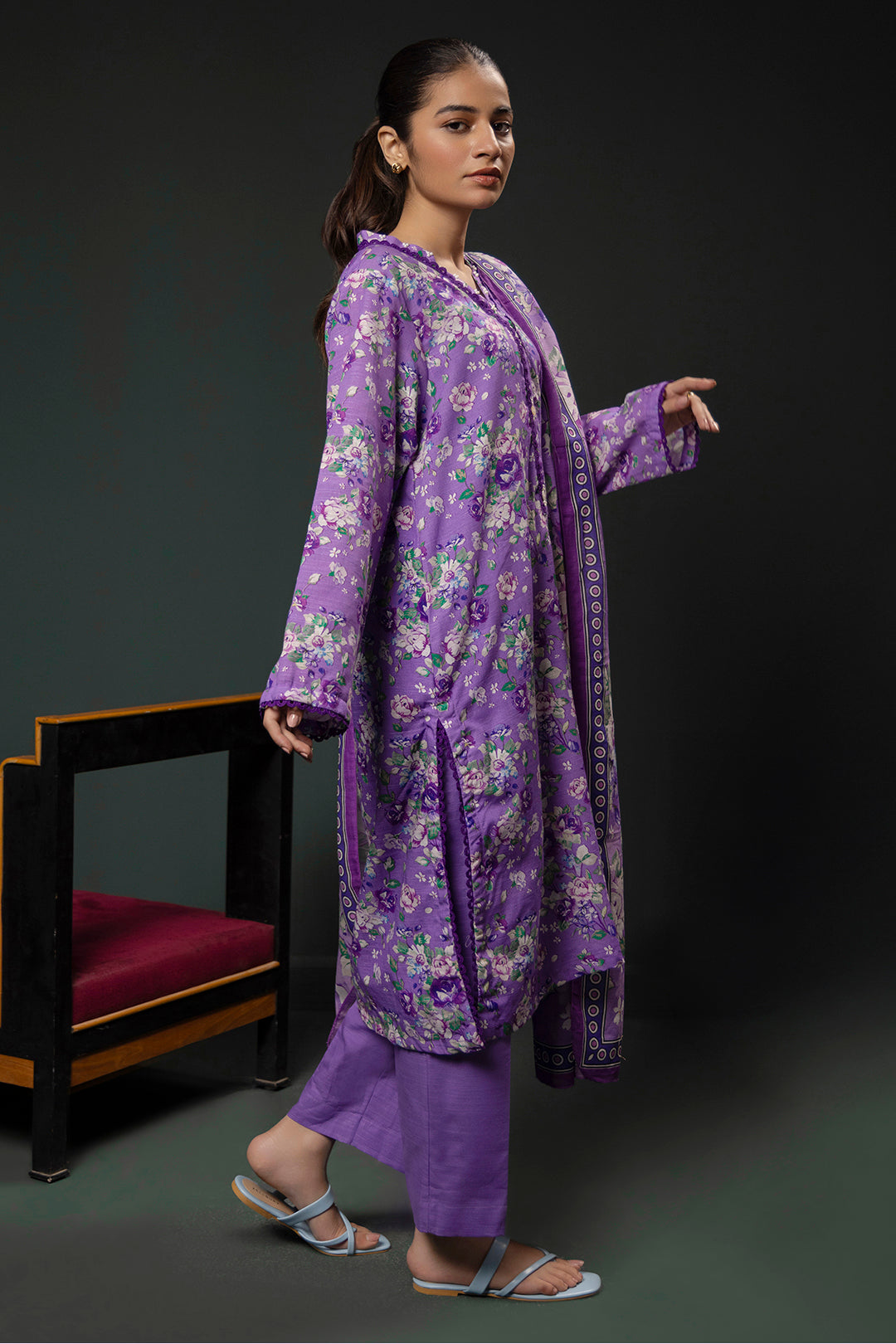 Zellbury | Winter Pret | Kurta Dupatta Trouser - 2948 - Designer Dress with Intricate embroidery and embellishments. Shop elegent wedding dress at Maria Faisal.