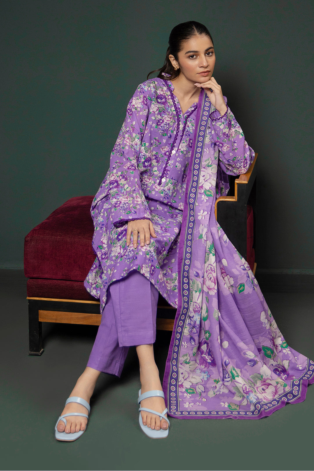Zellbury | Winter Pret | Kurta Dupatta Trouser - 2948 - Designer Dress with Intricate embroidery and embellishments. Shop elegent wedding dress at Maria Faisal.