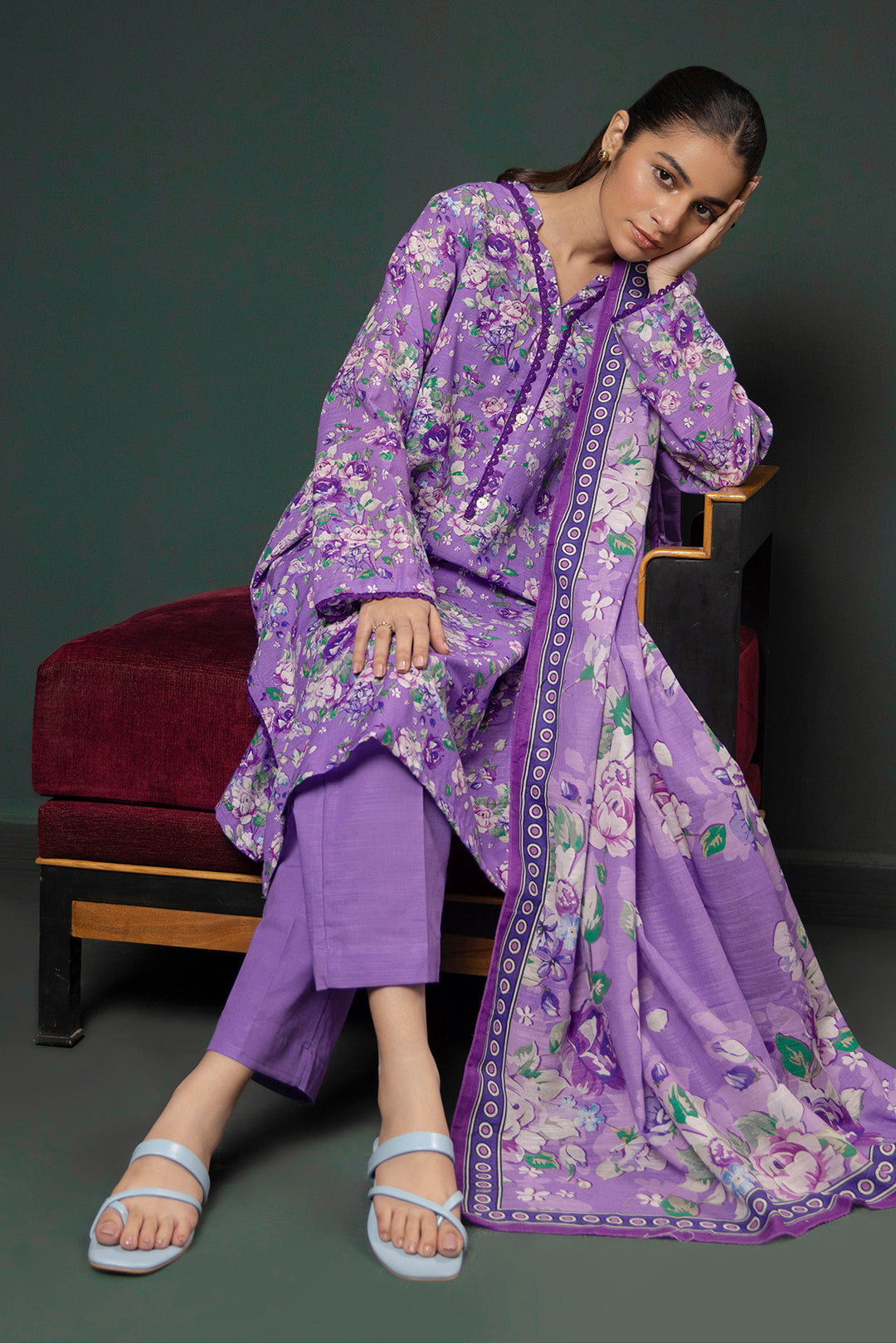 Zellbury | Winter Pret | Kurta Dupatta Trouser - 2948 - Designer Dress with Intricate embroidery and embellishments. Shop elegent wedding dress at Maria Faisal.