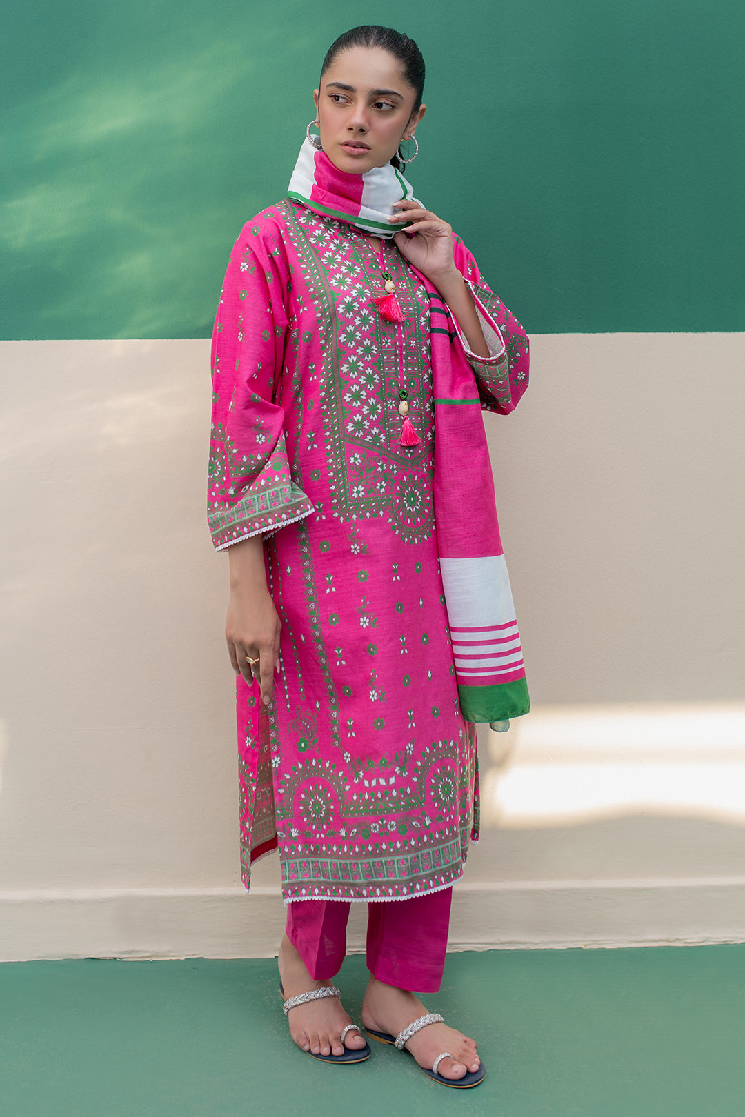 Zellbury | Winter Pret | Kurta Dupatta Trouser - 2949 - Designer Dress with Intricate embroidery and embellishments. Shop elegent wedding dress at Maria Faisal.