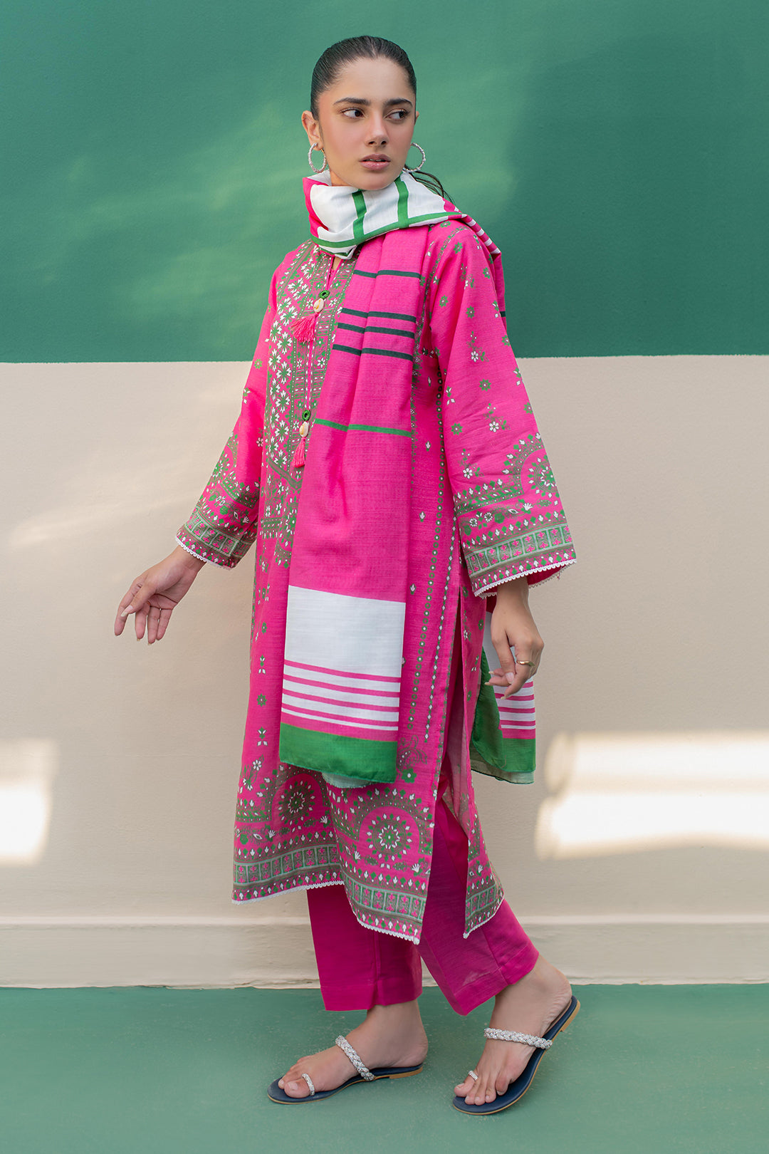 Zellbury | Winter Pret | Kurta Dupatta Trouser - 2949 - Designer Dress with Intricate embroidery and embellishments. Shop elegent wedding dress at Maria Faisal.