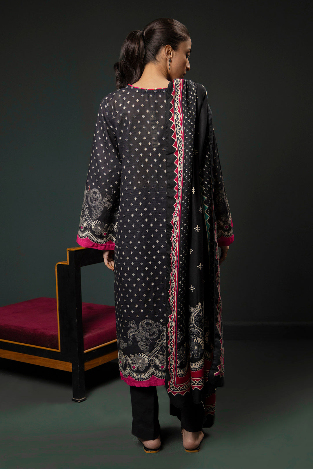 Zellbury | Winter Pret | Kurta Shawl Trouser - 3008 - Designer Dress with Intricate embroidery and embellishments. Shop elegent wedding dress at Maria Faisal.