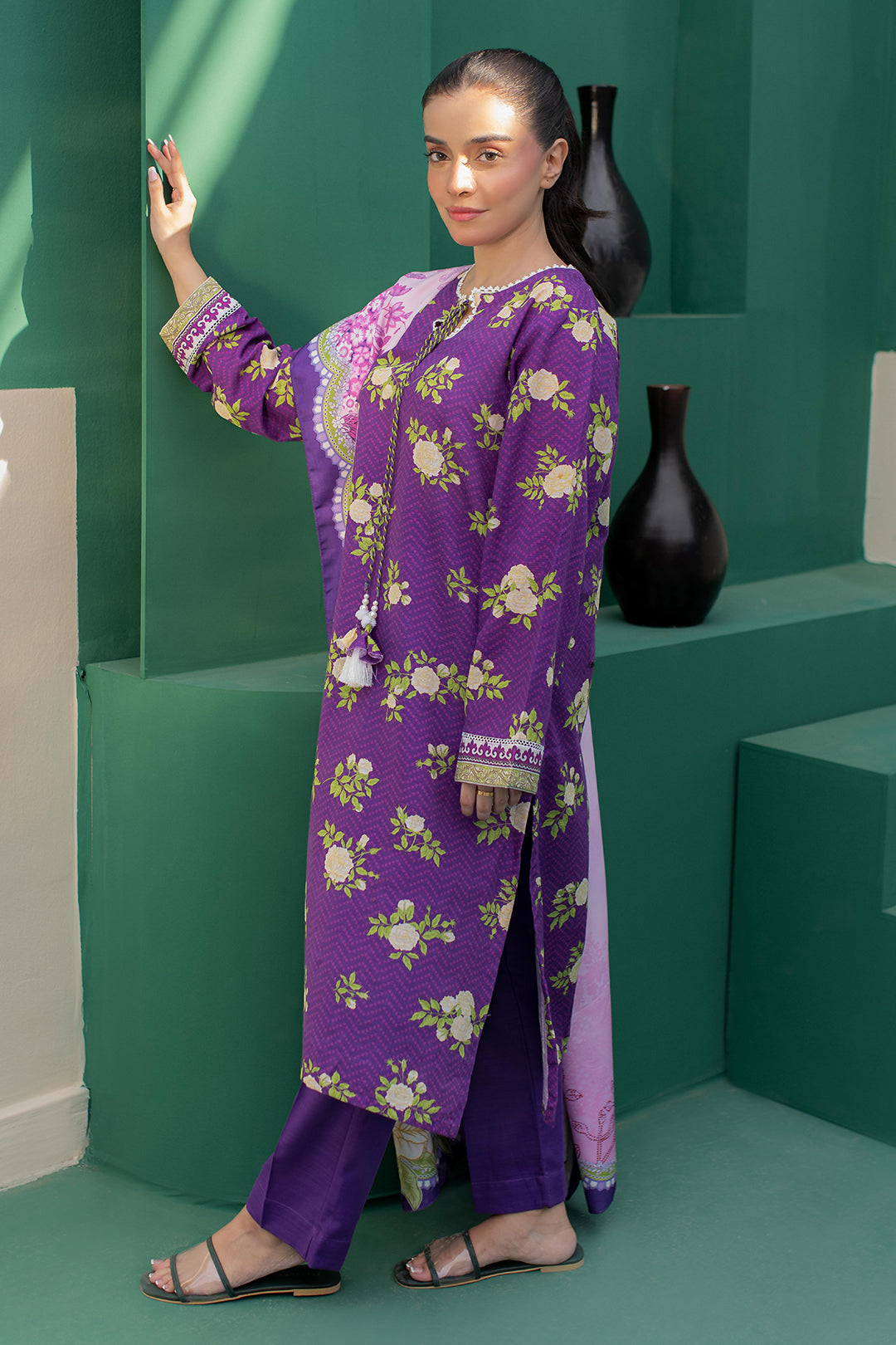Zellbury | Winter Pret | Kurta Shawl Trouser - 3010 - Designer Dress with Intricate embroidery and embellishments. Shop elegent wedding dress at Maria Faisal.
