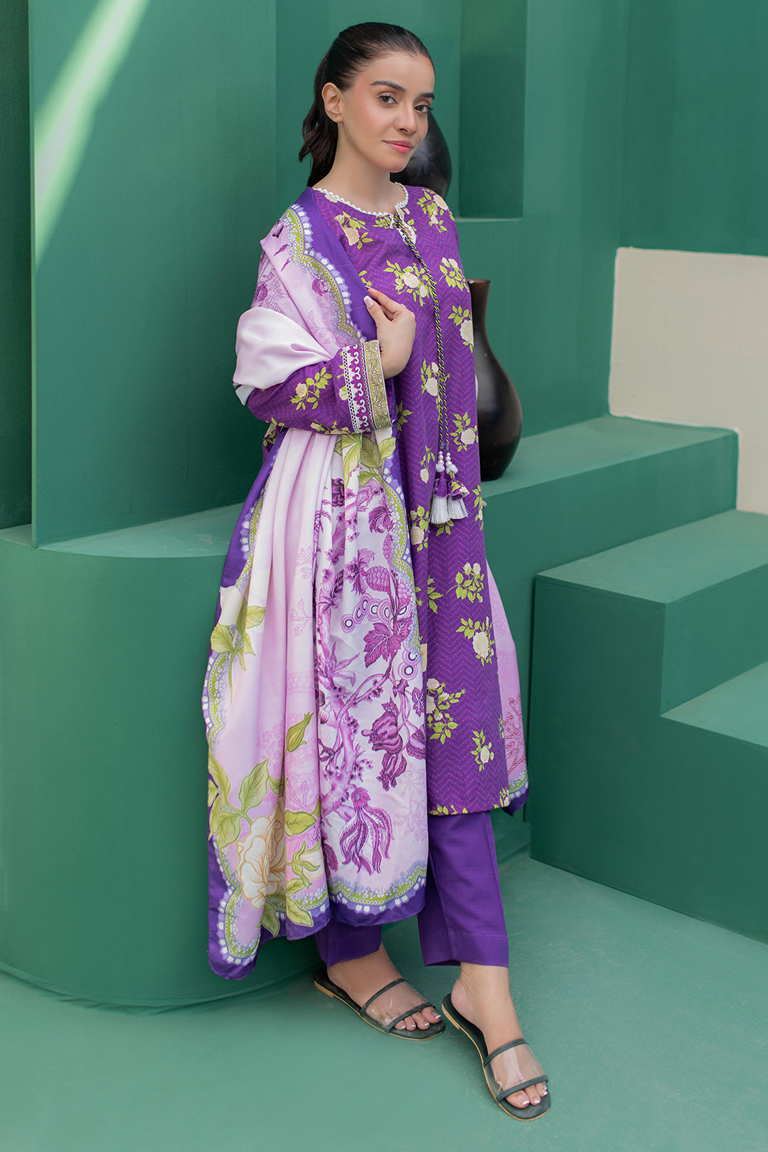 Zellbury | Winter Pret | Kurta Shawl Trouser - 3010 - Designer Dress with Intricate embroidery and embellishments. Shop elegent wedding dress at Maria Faisal.