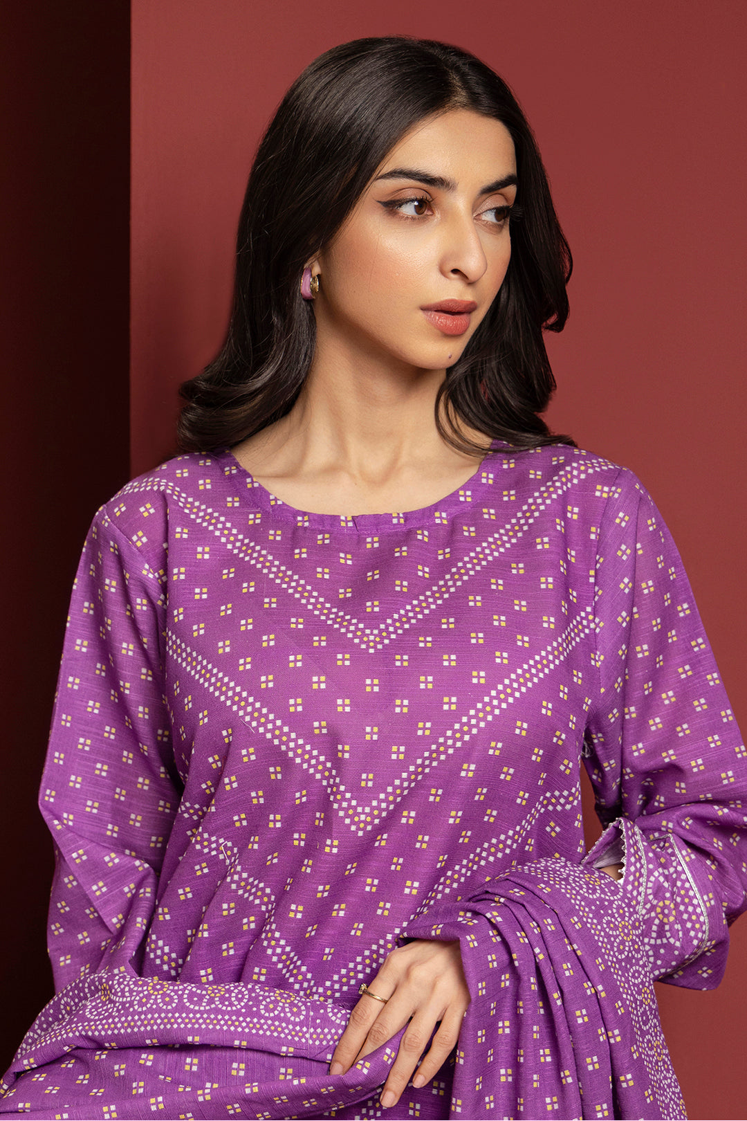 Zellbury | Winter Pret | Kurta Dupatta Trouser - 3072 - Designer Dress with Intricate embroidery and embellishments. Shop elegent wedding dress at Maria Faisal.