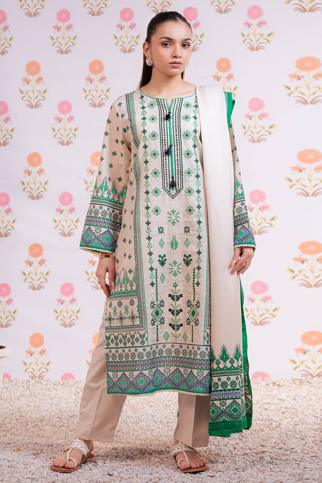 Zellbury | Winter Pret | Embroidered Kurta Dupatta Trouser - 3075 by Maria Faisal - Registered Vendor of : Zellbury Women - type : Essential Pret - 100% original wedding dresses