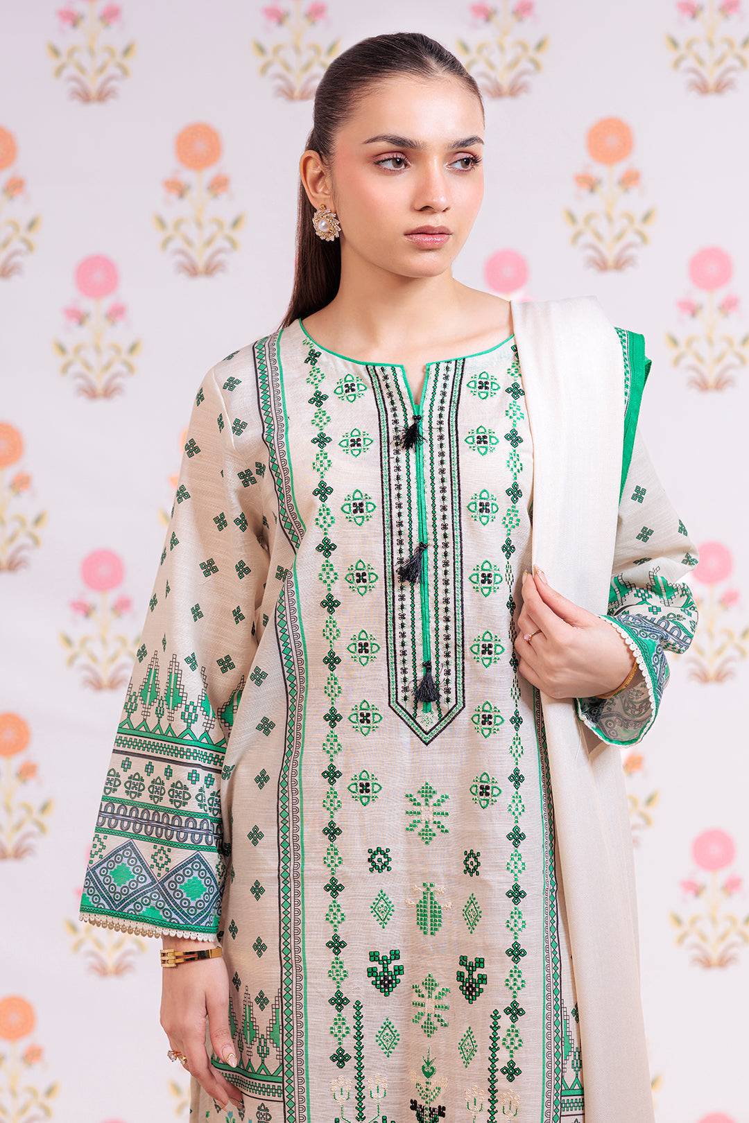 Zellbury | Winter Pret | Embroidered Kurta Dupatta Trouser - 3075 by Maria Faisal - Registered Vendor of : Zellbury Women - type : Essential Pret - 100% original wedding dresses