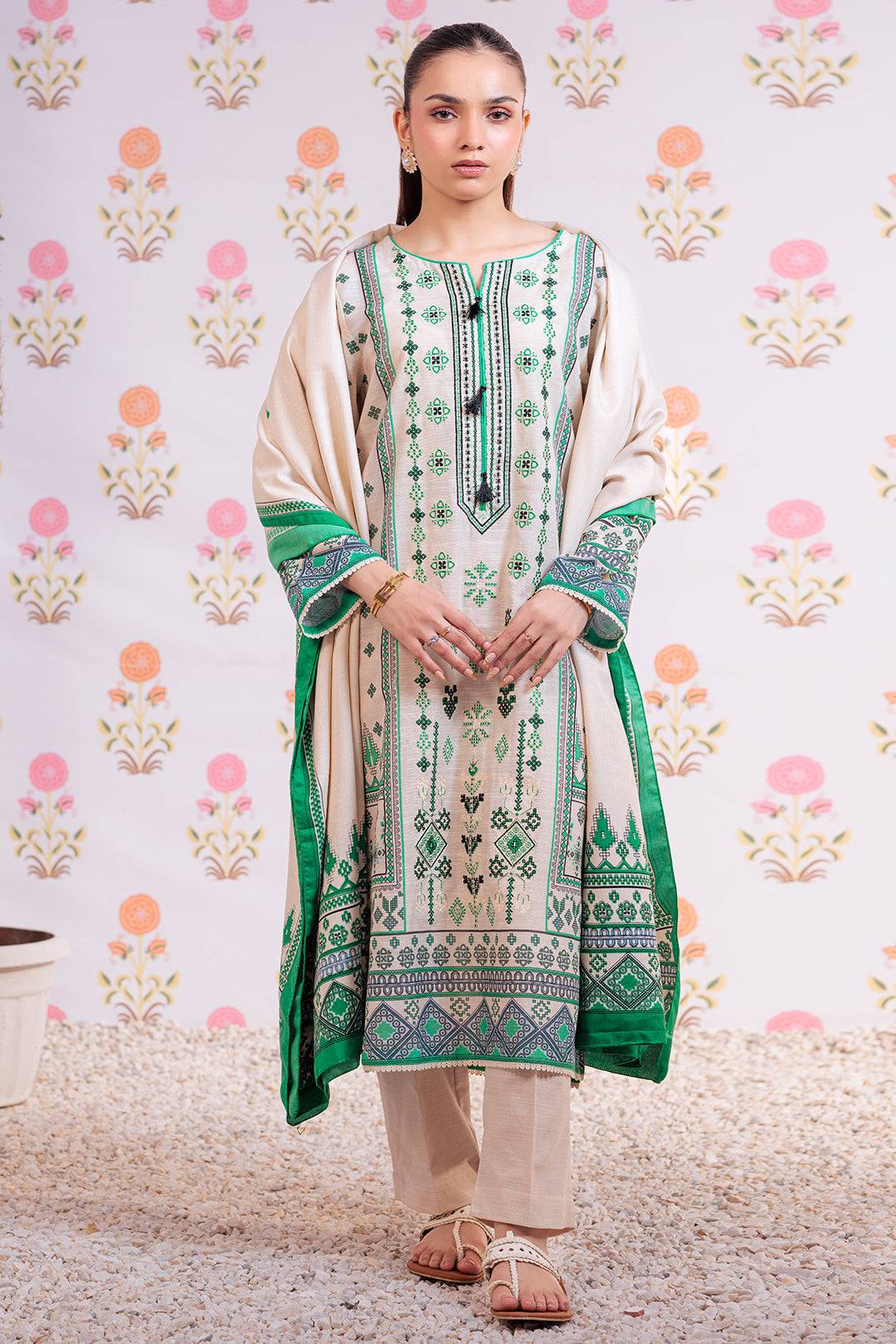 Zellbury | Winter Pret | Embroidered Kurta Dupatta Trouser - 3075 by Maria Faisal - Registered Vendor of : Zellbury Women - type : Essential Pret - 100% original wedding dresses