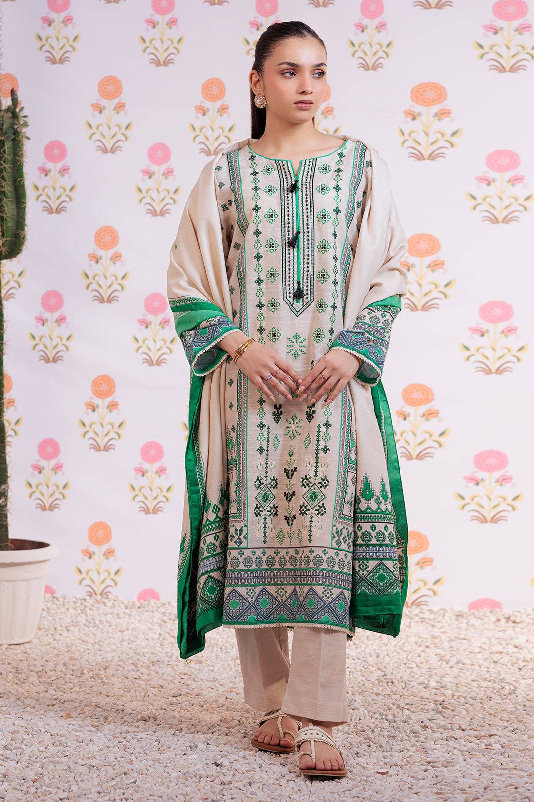 Zellbury | Winter Pret | Embroidered Kurta Dupatta Trouser - 3075 by Maria Faisal - Registered Vendor of : Zellbury Women - type : Essential Pret - 100% original wedding dresses