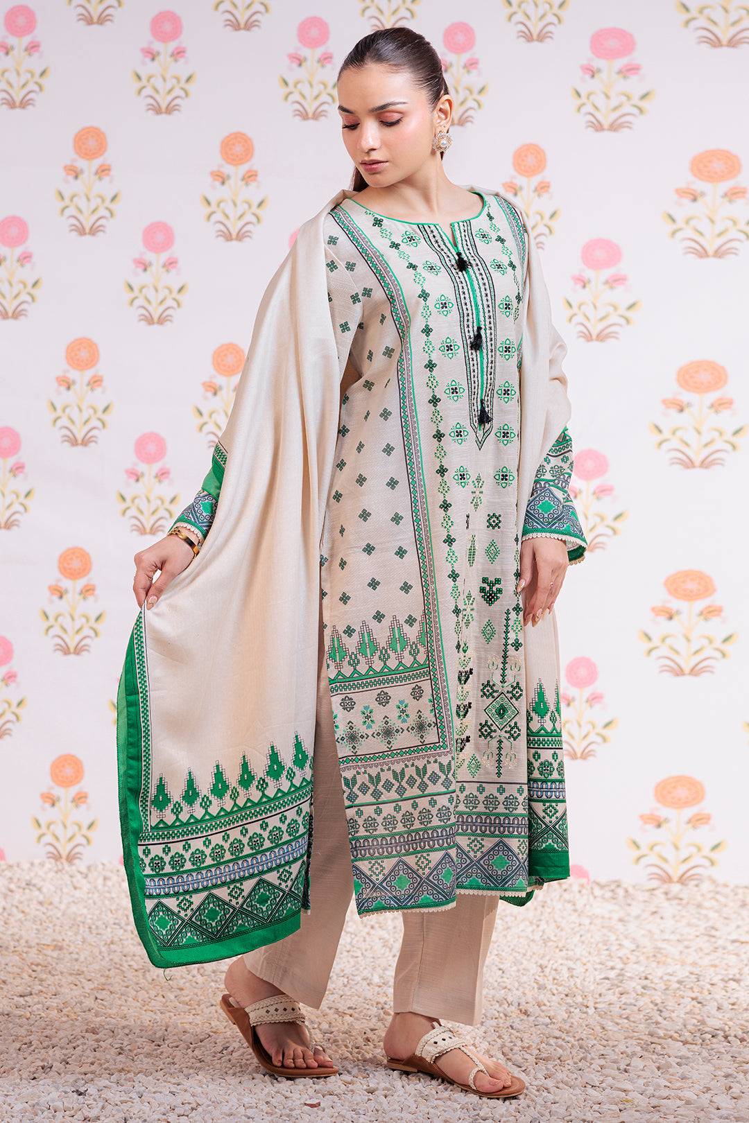 Zellbury | Winter Pret | Embroidered Kurta Dupatta Trouser - 3075 by Maria Faisal - Registered Vendor of : Zellbury Women - type : Essential Pret - 100% original wedding dresses