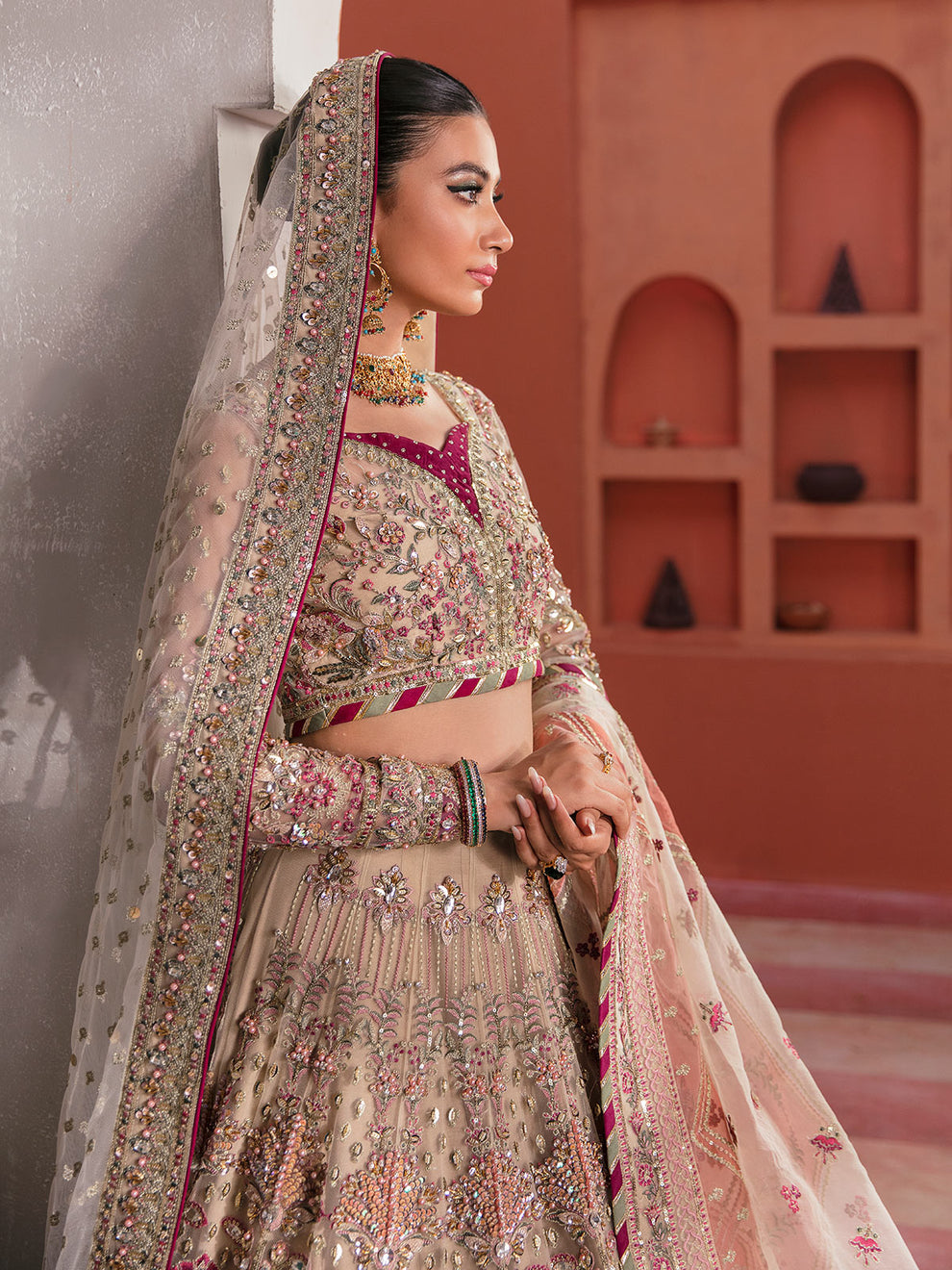 Gulaal | Wedding Formals | ANSHAH GL-WS-22V1-28 (IVORY WHITE LEHNGA CHOLI) - Designer Dress with Intricate embroidery and embellishments. Shop elegent wedding dress at Maria Faisal.