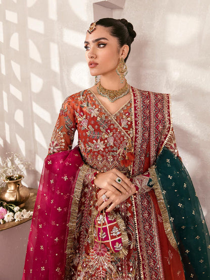 Gulaal | Wedding Formals | ZAIRA GL-WS-22V1-30 (RUST ANGRAKHA) - Designer Dress with Intricate embroidery and embellishments. Shop elegent wedding dress at Maria Faisal.