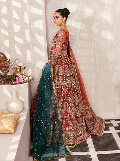 Gulaal | Wedding Formals | ZAIRA GL-WS-22V1-30 (RUST ANGRAKHA) - Designer Dress with Intricate embroidery and embellishments. Shop elegent wedding dress at Maria Faisal.