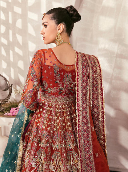 Gulaal | Wedding Formals | ZAIRA GL-WS-22V1-30 (RUST ANGRAKHA) - Designer Dress with Intricate embroidery and embellishments. Shop elegent wedding dress at Maria Faisal.