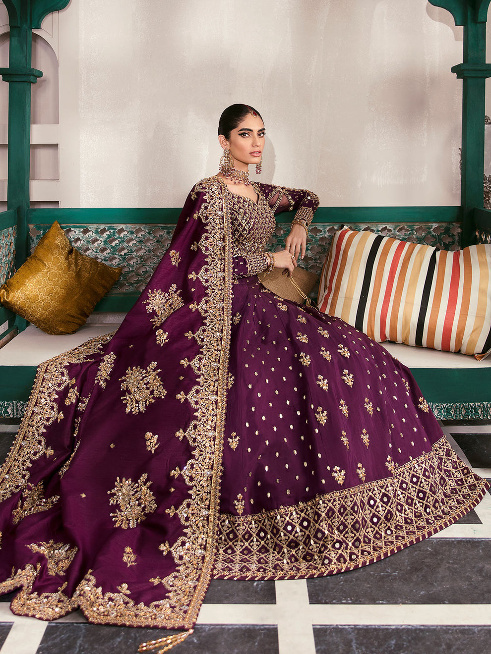 Gulaal | Wedding Formals | SHAZMINAH GL-WS-22V1-31 (LEHNGA AND CHOLI) - Designer Dress with Intricate embroidery and embellishments. Shop elegent wedding dress at Maria Faisal.