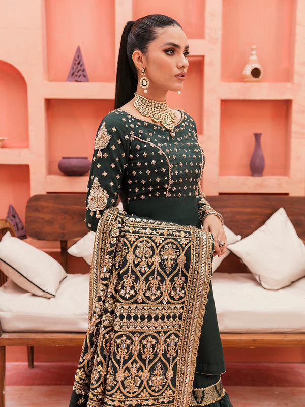Gulaal | Wedding Formals | GL-WS-22V1-33 (SHIRT AND GHARARA) - Designer Dress with Intricate embroidery and embellishments. Shop elegent wedding dress at Maria Faisal.
