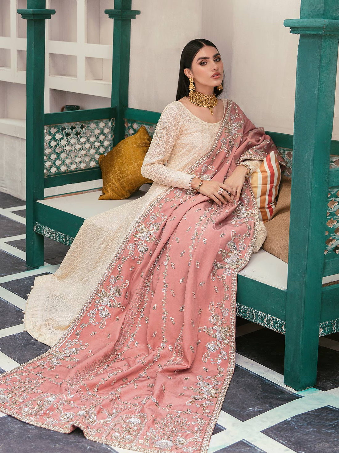 Gulaal | Wedding Formals | GL-WS-22V1-34 (PISHWAS AND CHOORIDAAR PYJAMA) - Designer Dress with Intricate embroidery and embellishments. Shop elegent wedding dress at Maria Faisal.