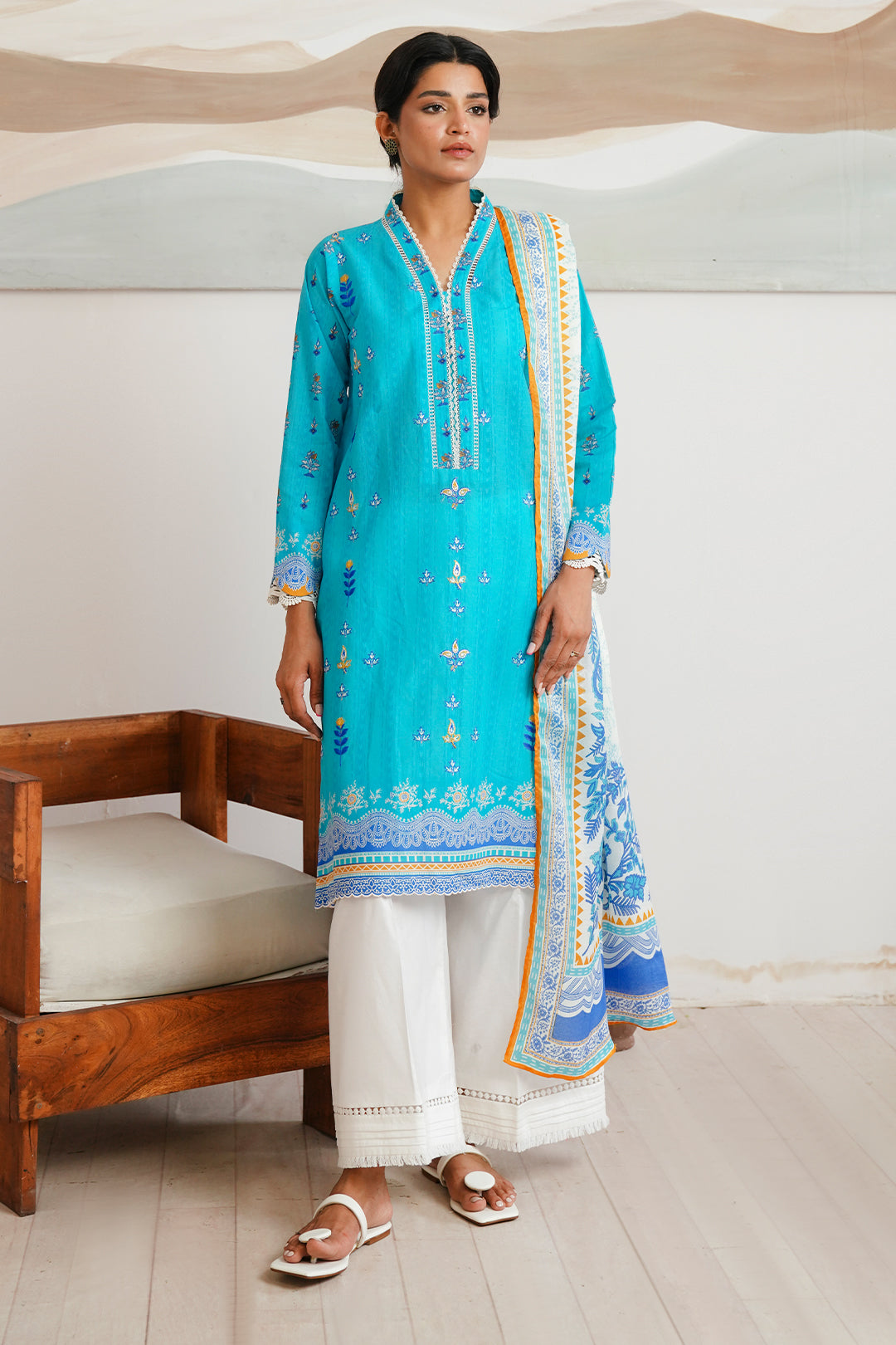 Zellbury | Unstitched 2 Piece Cambric | Embroidered Shirt Dupatta - 0020 by Maria Faisal - Registered Vendor of : Zellbury Women - type : Essential Unstitched - 100% original wedding dresses