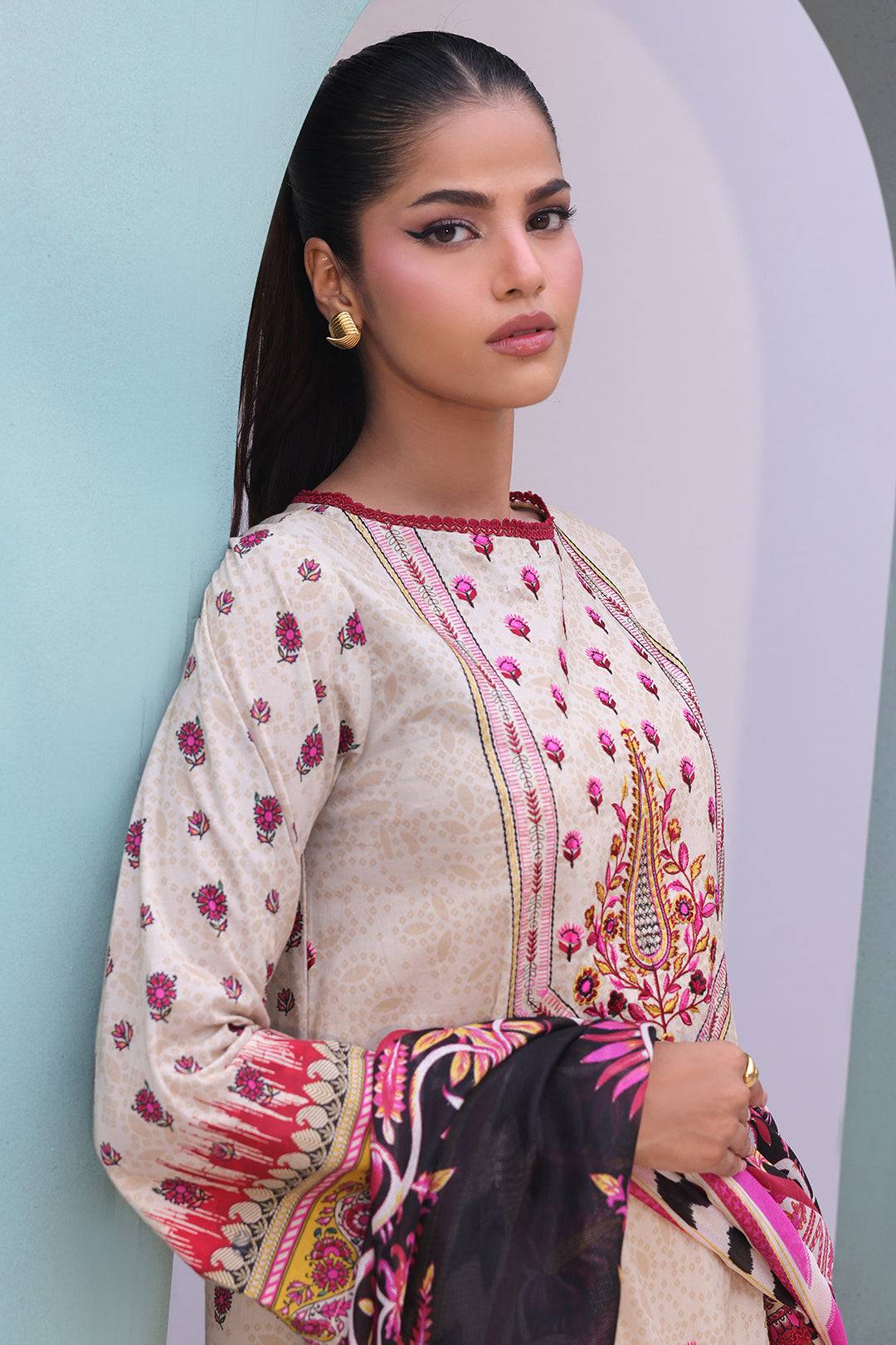 Zellbury | Unstitched 2 Piece Cambric | Embroidered Shirt Dupatta - 0022 by Maria Faisal - Registered Vendor of : Zellbury Women - type : Essential Unstitched - 100% original wedding dresses