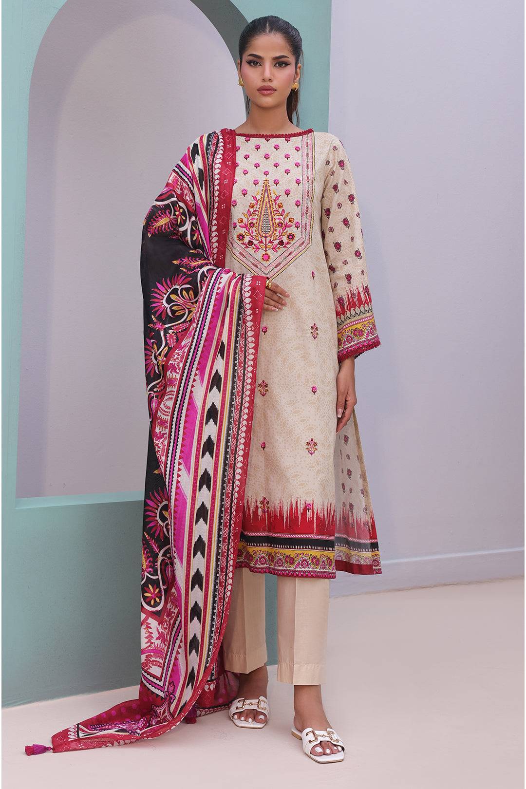 Zellbury | Unstitched 2 Piece Cambric | Embroidered Shirt Dupatta - 0022 by Maria Faisal - Registered Vendor of : Zellbury Women - type : Essential Unstitched - 100% original wedding dresses