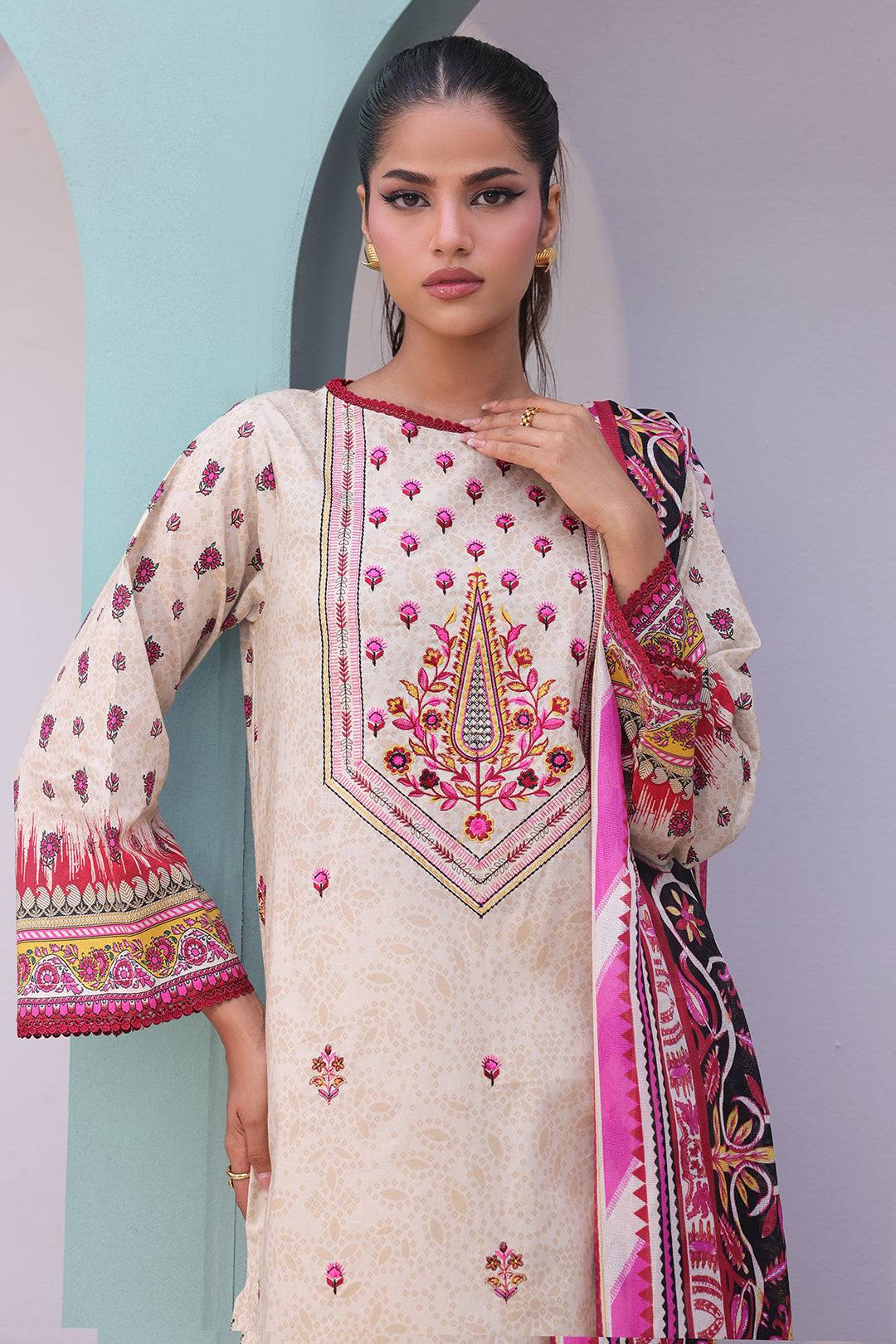 Zellbury | Unstitched 2 Piece Cambric | Embroidered Shirt Dupatta - 0022 by Maria Faisal - Registered Vendor of : Zellbury Women - type : Essential Unstitched - 100% original wedding dresses