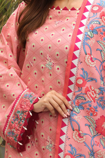 Zellbury | Unstitched 2 Piece Cambric | Embroidered Shirt Dupatta - 0025 by Maria Faisal - Registered Vendor of : Zellbury Women - type : Essential Unstitched - 100% original wedding dresses