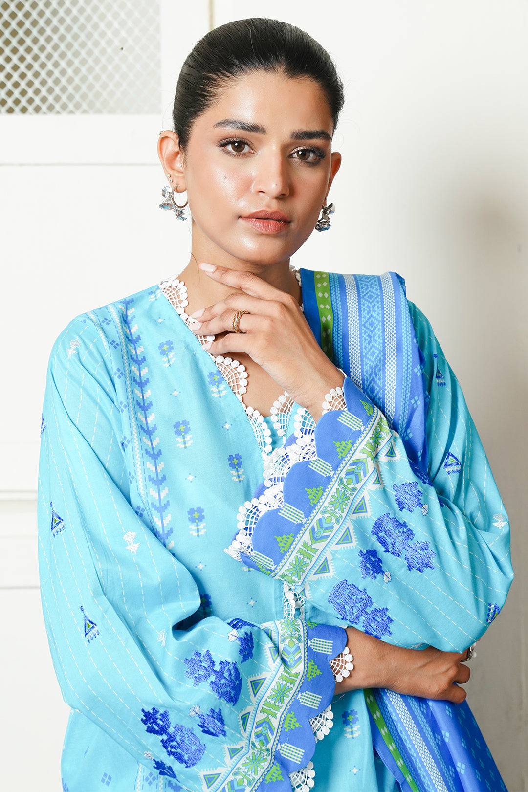 Zellbury | Unstitched 2 Piece Cambric | Embroidered Shirt Dupatta - 0028 by Maria Faisal - Registered Vendor of : Zellbury Women - type : Essential Unstitched - 100% original wedding dresses